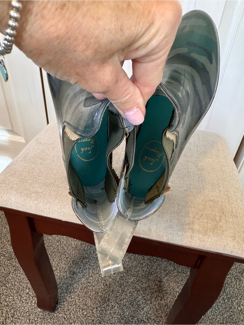 Jack Rogers Woman Sallie Ankle Green Camo Waterproof Rain Boots Scalloped Size 9 - Picture 10 of 15